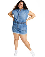 Women Trendy Plus Size Denim Romper