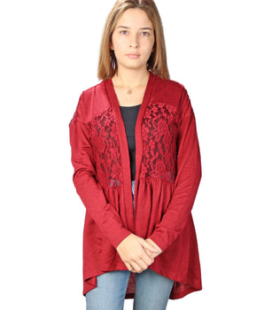 PAPER + TEE Women Embroided Cardigan