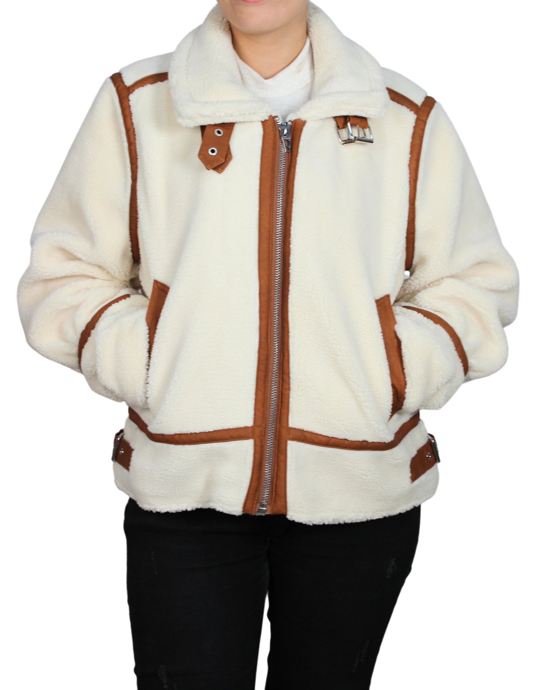 BLANKNYC Women Lamb Wool Leather Jacket