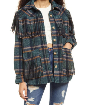 Women Fringe Shirt Jacket