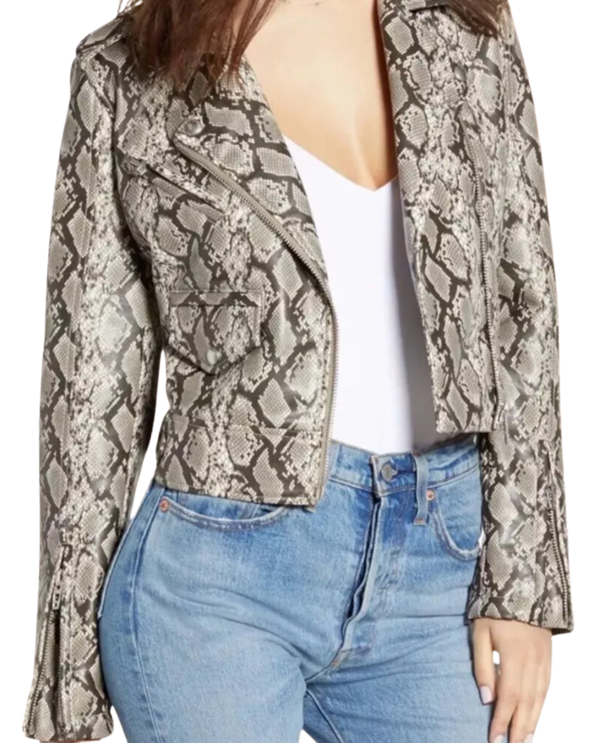 BLANKNYC Women  Faux Snake Leather Jacket