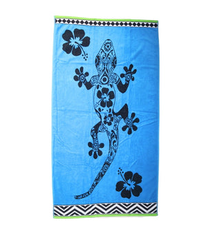 Beach Lizard & Floral Graphics Towel