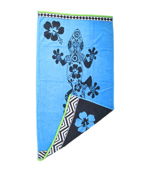 Beach Lizard & Floral Graphics Towel