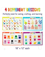 4 Pack Educational Placemats