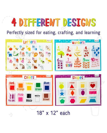 4 Pack Educational Placemats