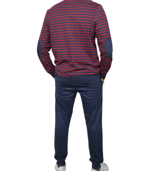 YAMAMAY Men Striped Pajama Set