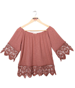 Women Lace Trim T-Shirts