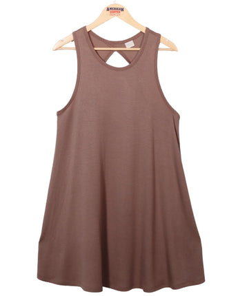 Women Sleeveless Split Back Dress