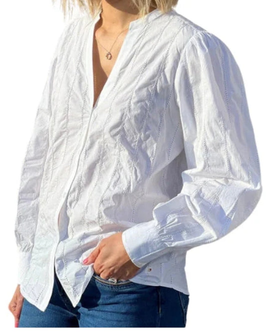 Women Lace Trim Blouse
