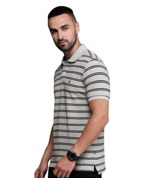 Men Short Sleeve Striped Polo Shirt