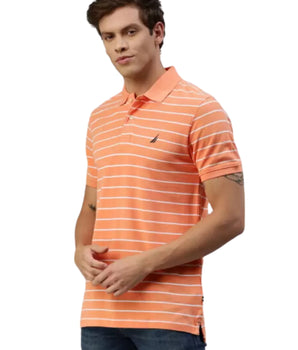 Men Short Sleeve Striped Polo Shirt