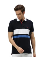 Men Short Sleeve Striped Polo Shirt