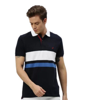 Men Short Sleeve Striped Polo Shirt