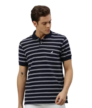 Men Short Sleeve Striped Polo Shirt