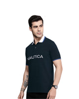 Men Stripe Neck Polo Shirt