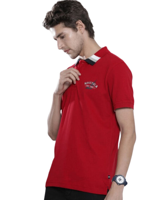 Men Colorbloked Neck Polo