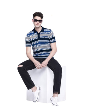 Men Stripe Polo Shirt