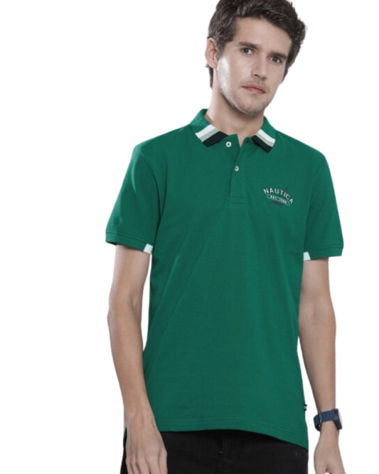Men Colorbloked Neck Polo