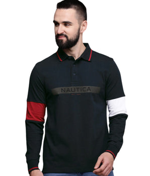 NAUTICA Men Logo Sign Cozy Polo Shirt