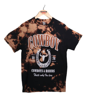 Men Bleach Wash Cowboy Graphic Tee