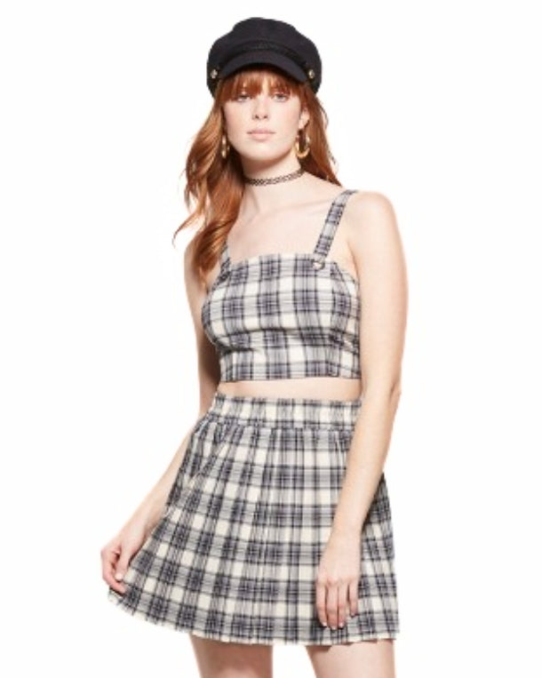 Women Plaid Strappy Cropped Top