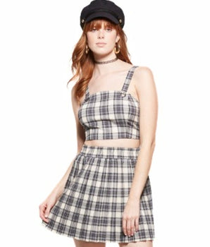 Women Plaid Strappy Cropped Top