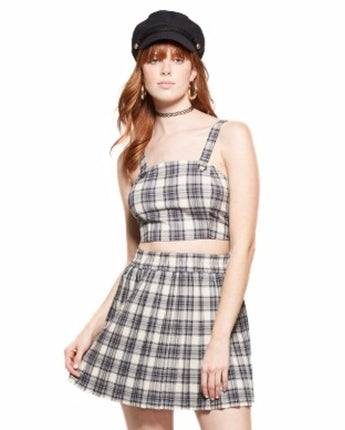 Women Plaid Strappy Cropped Top