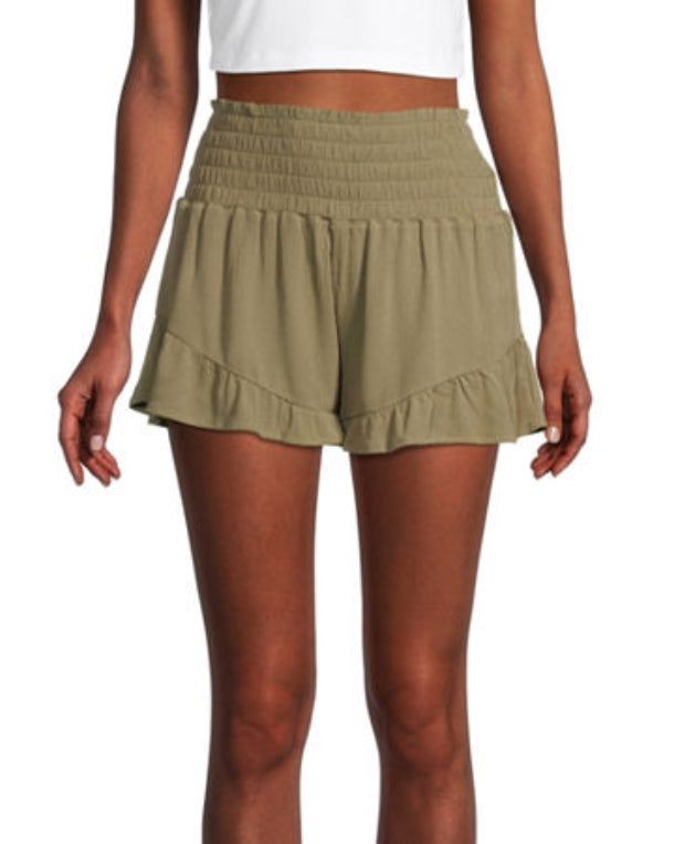 Women Smocked Elastic Waistband Short