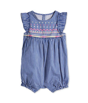 Baby Striped Flutter Sleeve Romper