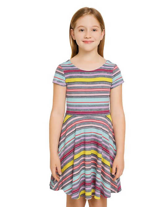 Girls Striped Fit & Flare Dress