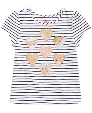 Girls Striped Heart Printed T-Shirt 