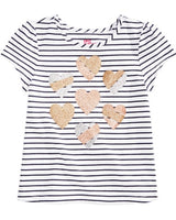 Girls Striped Heart Printed T-Shirt 