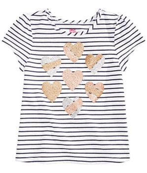 Girls Striped Heart Printed T-Shirt 