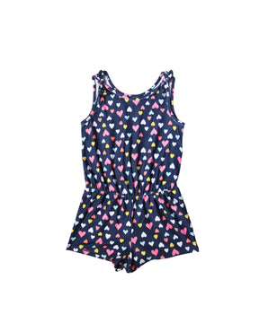 Girls Heart Print Romper