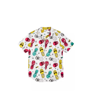 Big Boys Pineapple Skull Poplin Shirt