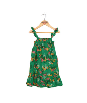 Girls Smocked Floral Print Dress