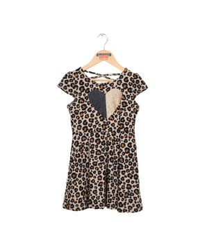 Girls Leopard Print Heart Dress