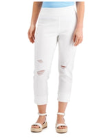 Women Mid Rise Ripped Straight Leg Jeans 