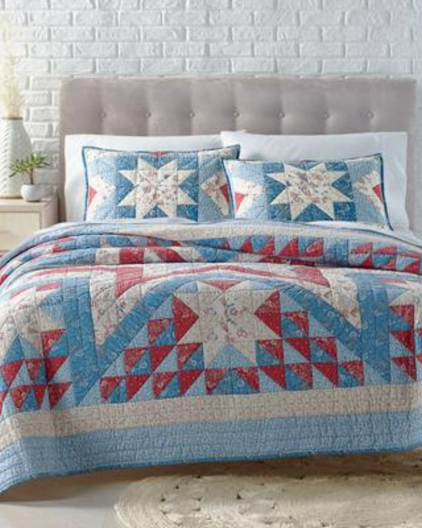 Americana Star Patchwork Quilt Full/Queen Sham Collection