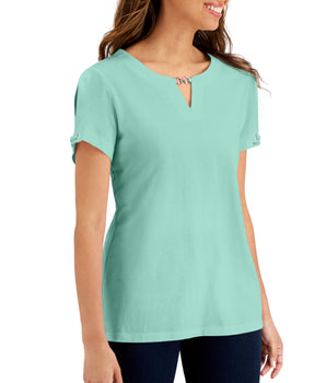 KAREN SCOTT Women V Neck Blouse