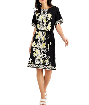 Women Printed Knee Length Shift Dress 