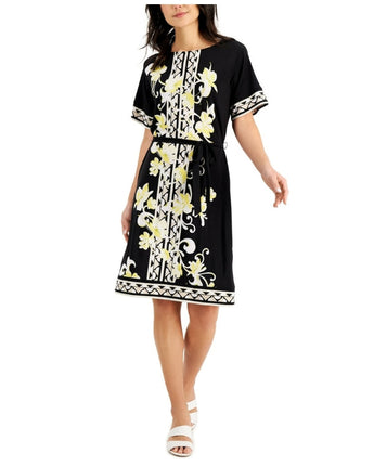 Women Printed Knee Length Shift Dress 