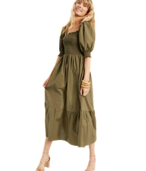 Women Smock Puff Sleeve Dress