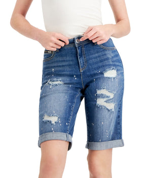 Women Mid Rise Ripped Shorts 