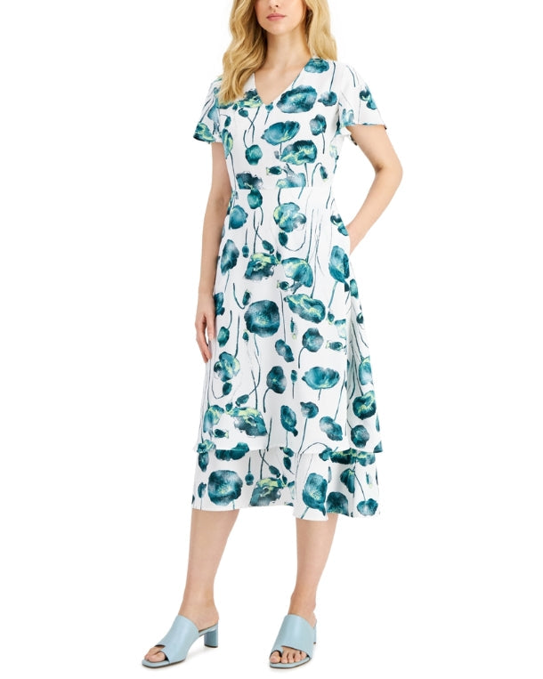 Women Flutter Sleeve Midi Dress