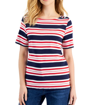 Women Striped Short Sleeve T-Shirt