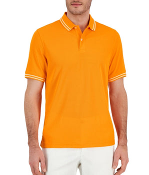 Men Stripe Neck Polo Shirt