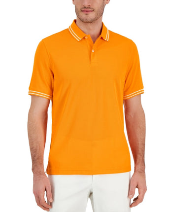 Men Stripe Neck Polo Shirt