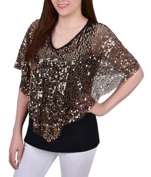 Women Sequined Poncho Pullover Top