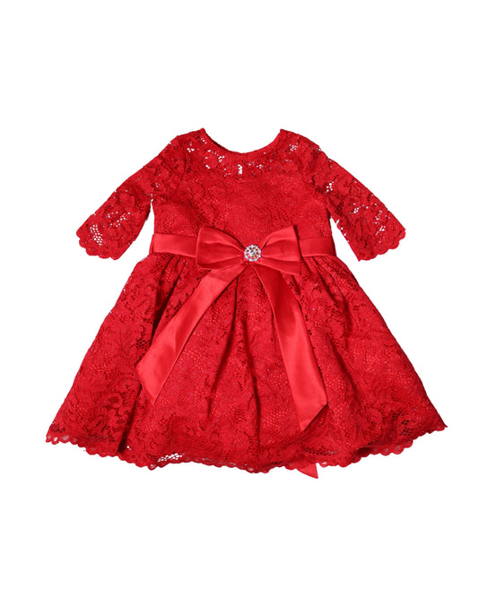 RARE EDITIONS Baby Lace Bow Dress
